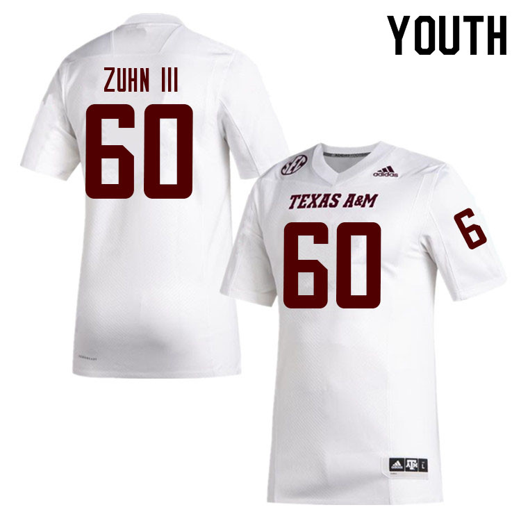 Youth #60 Trey Zuhn III Texas A&M Aggies College Football Jerseys Sale-White - Click Image to Close